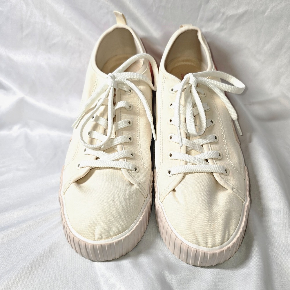 Skechers LA Street Sneakers Women Size‎ 11 Ivory/Coral Memory Foam Walking Shoes